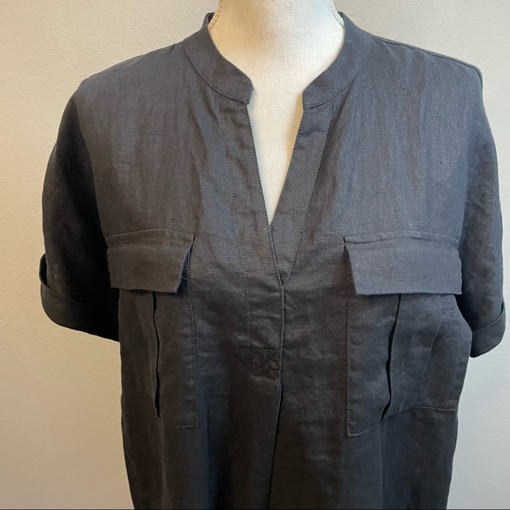 PURE NAVY Elegant Black Linen Dress - Picture 3 of 9